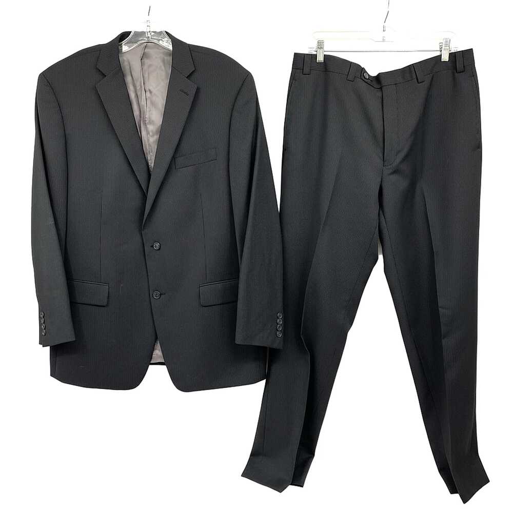Calvin Klein Black Wool-Polyester 2-Piece Suit | 36W x 32L
